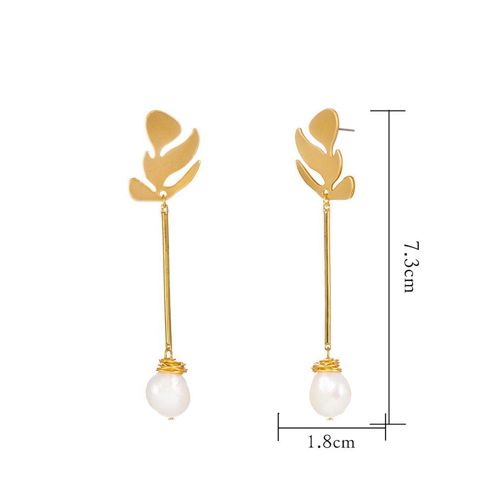 gold leaf earrings natural handwound freshwater pearl earringspicture10