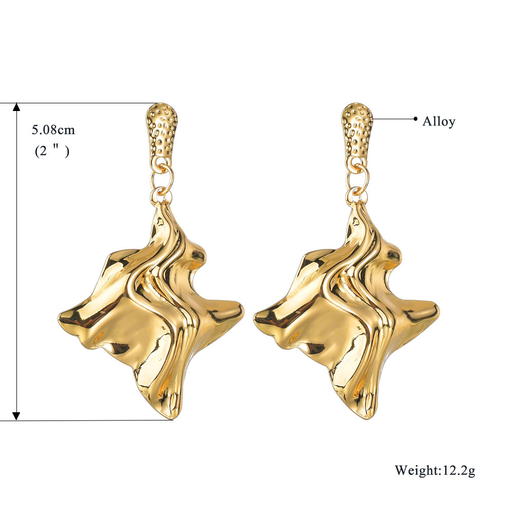 30g Weight Punk Style Geometric Pleated Alloy Pendant Earrings