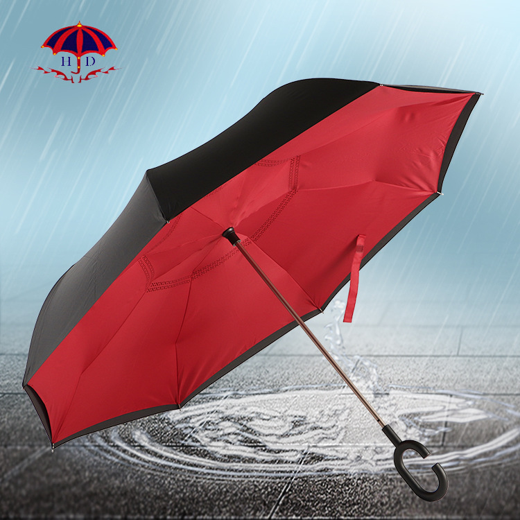深圳厂家直销c型反向伞 商务加大纯色雨伞男女士折叠广告伞定制