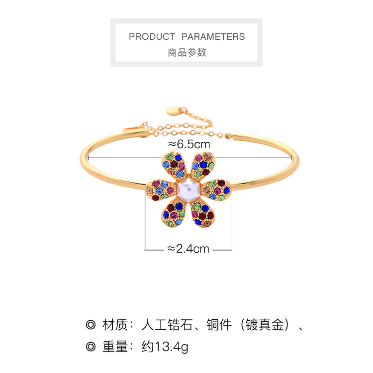 Creative Diamant Coloré Petite Fleur Ouvert Réglable Bracelet Femelle Japonais Et Coréen Style Doux Fille Ins Style Accessoires Ms006 display picture 18