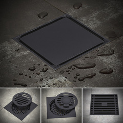 Black all-copper European-style floor drain, deodorant floor drain, bathroom shower room floor drain, washing machine floor drain