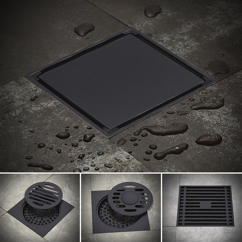 Black all-copper European-style floor drain, deodorant floor drain, bathroom shower room floor drain, washing machine floor drain