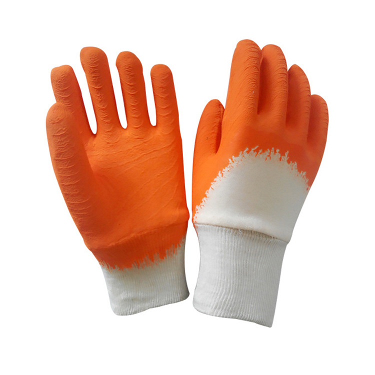 Protección del trabajo de protección de inmersión guantes resistentes a altas temperaturas suministro de franela arruga semi-inmersión guantes resistentes a altas temperaturas