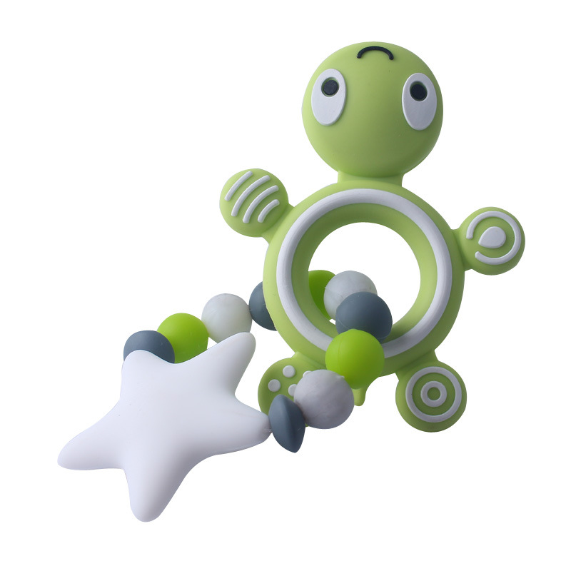 Nueva tortuga silicona mordedor bebé silicona Big Star molar juguete AliExpress Amazon mordedura pegamento