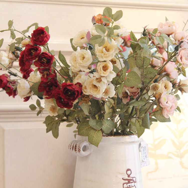 European-style living room bedroom Study High simulation Silk flower orchid Small rose single