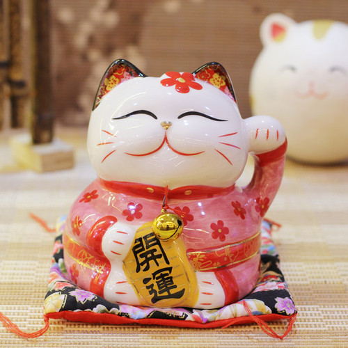 Le Meow lucky cat 6-inch ceramic crafts couple cat piggy bank ornaments opening gifts fortune cat
