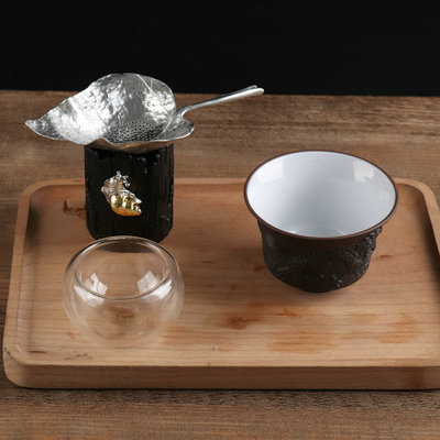 创意茶漏 手工锤纹纯锡茶漏 茶滤过滤网滤茶器风炉茶具功夫配件|ru