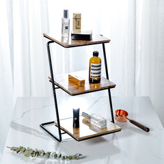 Direct Manufacturer Sales Three-Layer Dessert Plate Nordic Creative Ironwork Rosewood Cake Stand Multi-Story Fruit Pastry Display Stand