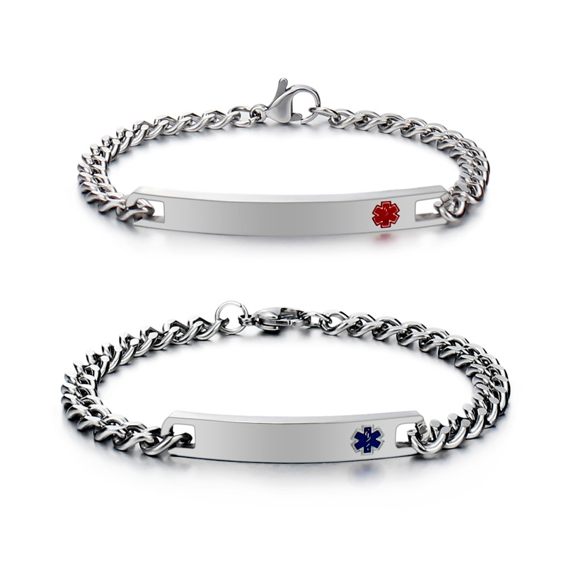 Exquisite Trinkets, New Hot-Selling Stainless Steel Curved Brand Medical Logo Bracelets, Fashionable Bracelets for Couples