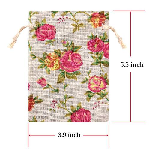 Rose Drawstring Cotton Pouch Jewelry Bag Wedding Party Gift Bag Dragon Boat Festival Mosquito Repellent Sachet Empty Bag