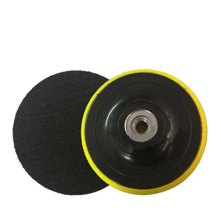 4寸100MM电动自粘托盘植绒砂纸拉绒片吸盘 砂纸粘盘汽车抛光粘盘