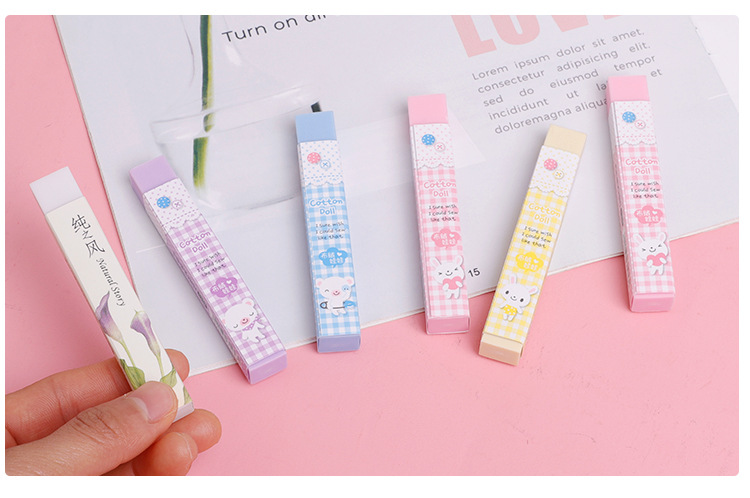 Cartoon Pattern Rubber Strip Wipe Clean Eraser Student School Supplies Random 1 Piece
