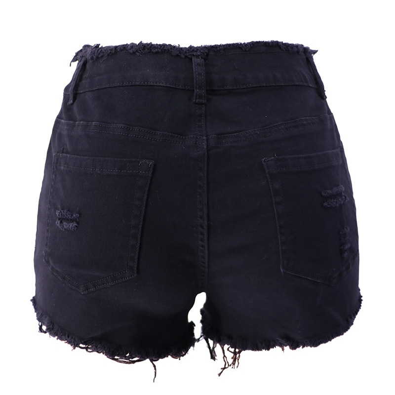 zipper fringed edge denim shorts NSYB65121