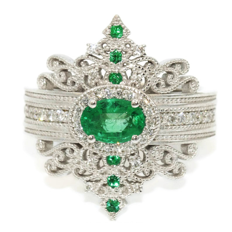 Rétro Palais Style Bague En Cuivre Dames Incrusté Vert Bijou Bijoux En Gros display picture 2