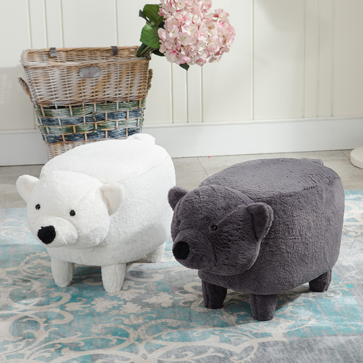 可爱动物凳卡通小板凳创意时尚小沙发凳换鞋凳绒布百搭儿童萌凳子