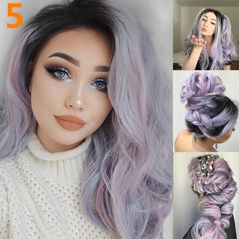 Amazon Foreign Trade CrossBorder ECommerce Wig European and American Long Hair Chemical Fiber Gradient Granny Grey Rose Net HighEnd Supplypicture14