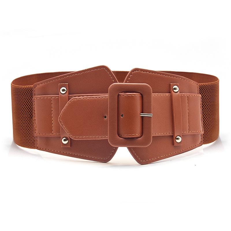 Europeo y americano Super ancho cintura sello al por mayor moda elástico cinturón ancho accesorios decorativos cinturón personalizado sello rojo