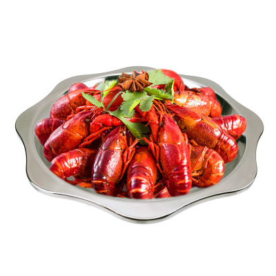 加厚八角盆不锈钢小龙虾盘 批发龙虾盘子创意商用海鲜盘定制logo|ms
