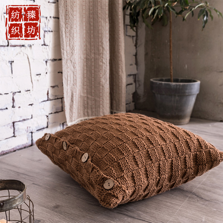 正方形立体方块纽扣抱枕靠枕 简约北欧风 方形靠背沙发抱枕