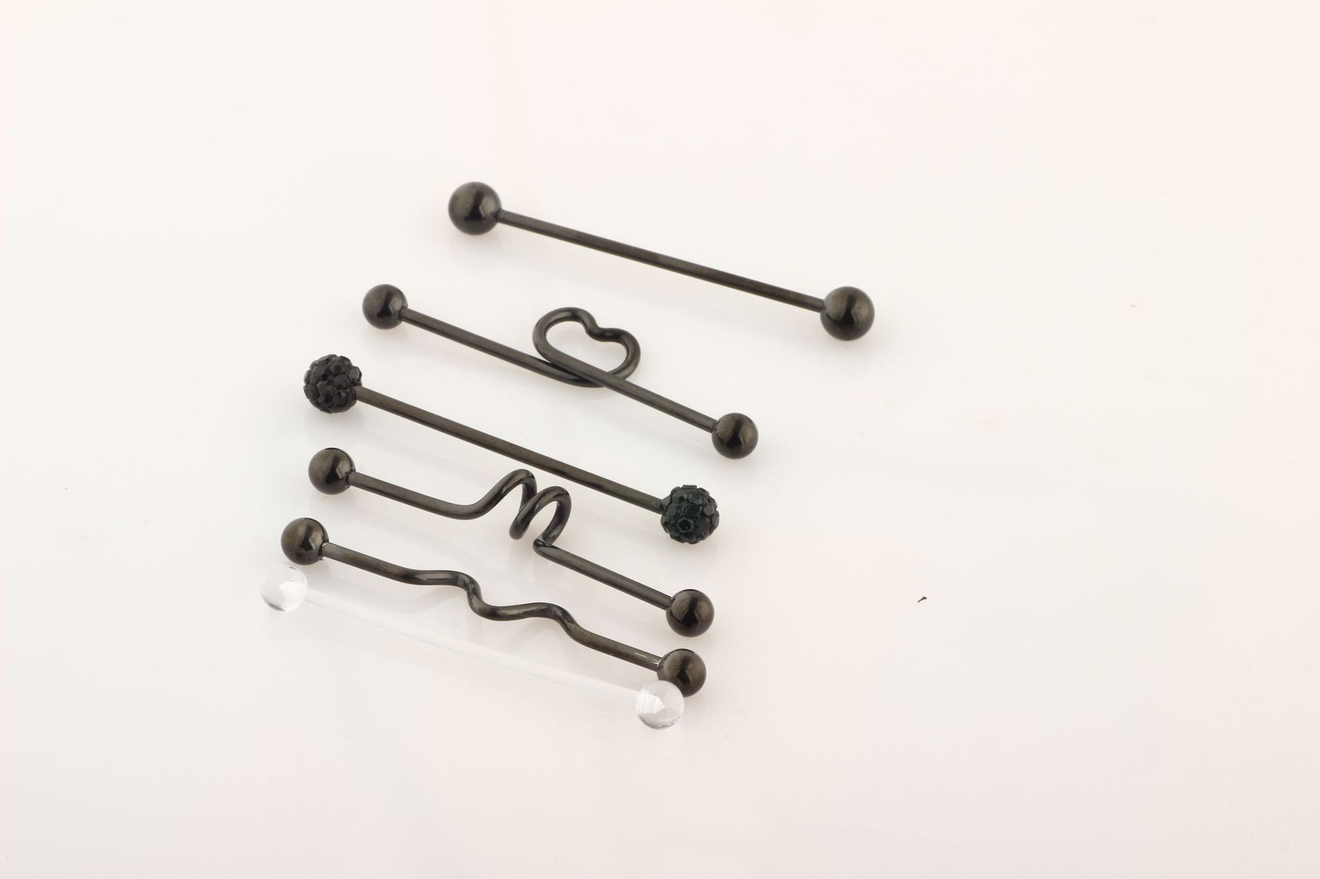 Diamond Industrial Barbell Crossbar Straight Bar Earring Set - Stainless Steel Double Ear Cuff for Cartilage Helix Tragus, Silver detail image 14