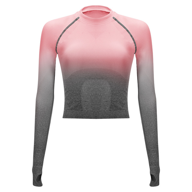 New Sports Long Sleeve Fashion Gradual Air-permeable Yoga Garment High-end Seamless Customized Euro-American Style Fitne