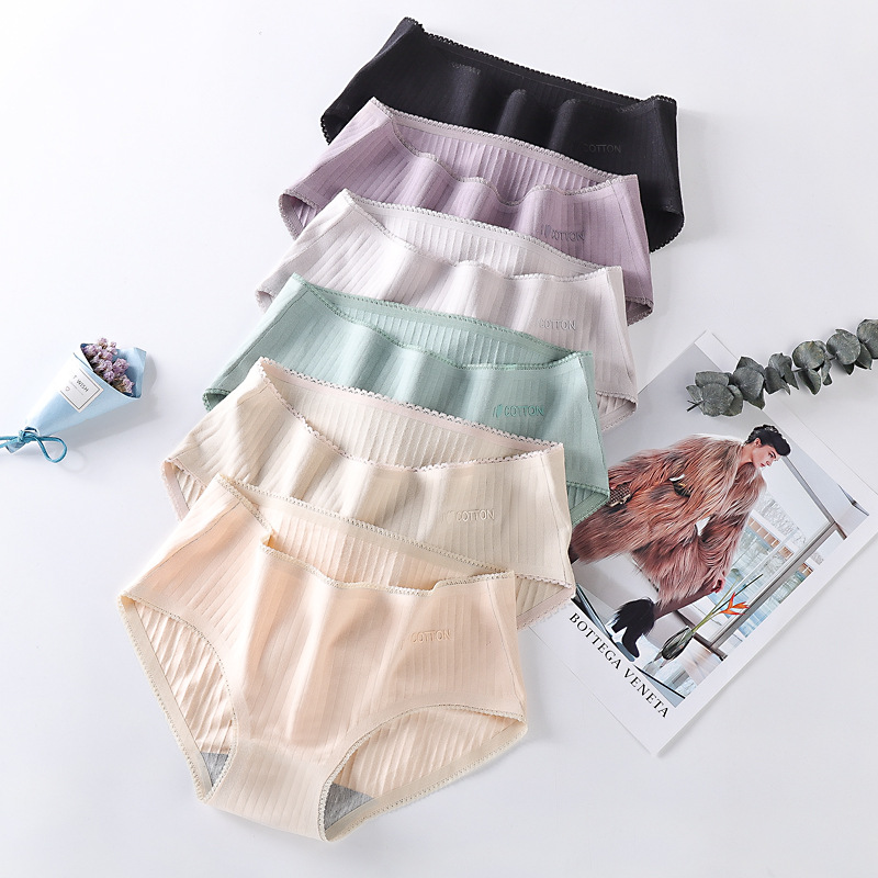 爆款日系内裤女士纯棉档中腰少女抗菌裤头学生纯色简约三角裤厂家