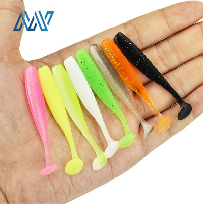 美能钓T尾 路亚饵软饵软虫铅头钩T尾蛆 鳜鱼鲈鱼桂鱼搜底跳底假饵|ru