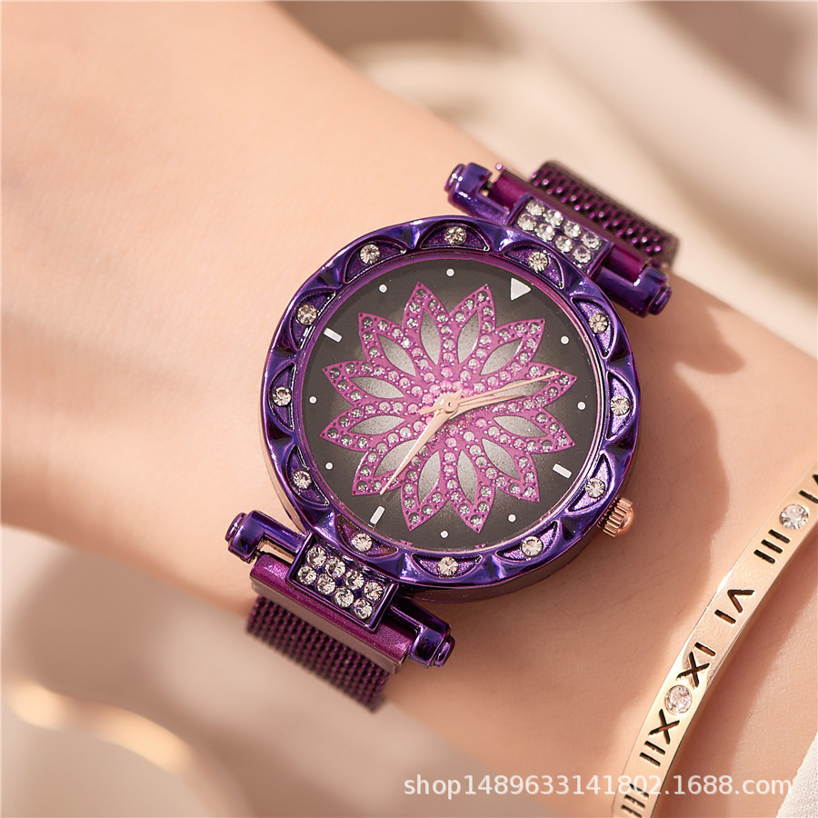 Los Diamantes De Moda Vienen A Trabajar Reloj De Pulsera De Cuarzo Reloj De Cielo Estrellado Reloj Femenino Imán De Magnetita Reloj De Correa De Malla De Milán Mujer display picture 7