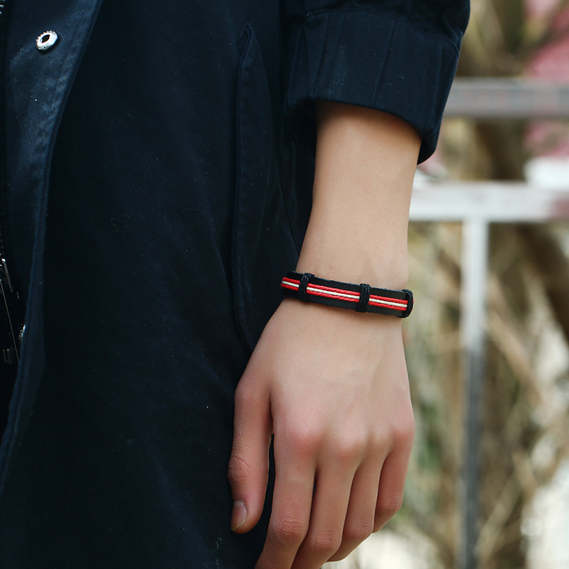 New color hemp rope woven leather bracelet simple style men and women couple bracelet imitation cowh