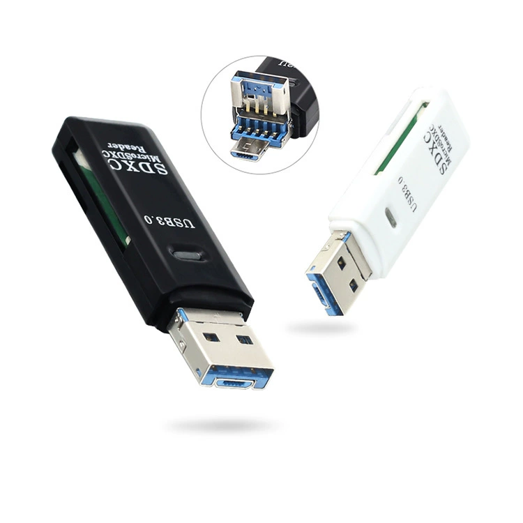 Кардридер USB3.0, SD/TF комбинированный кардридер 2‑в‑1 для компьютера и телефона, Micro 2‑в‑1