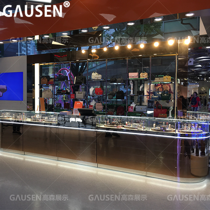 High-end Market watch Exhibition counter golden Stainless steel Glass All kinds of watch Products counter