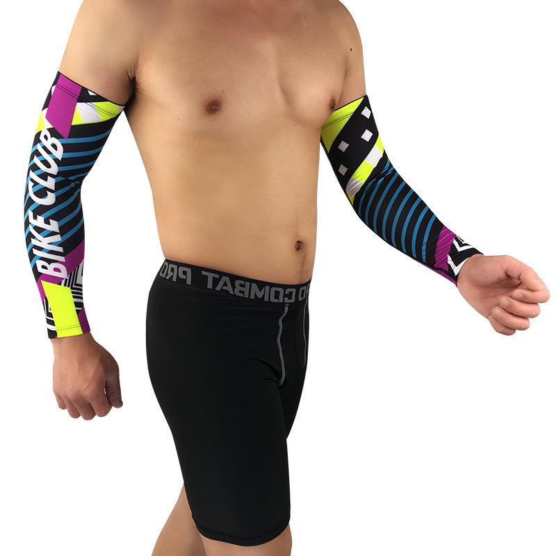 定制夏日冰丝莱卡袖套户外骑行跑步防紫外线防晒冰凉护臂一件代发