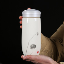 双层青花瓷陶瓷保温杯大容量个人水杯创意广告礼品杯子定制批发