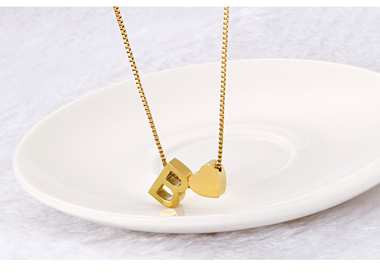 Wholesale New Heart 26 Letters Titanium Steel Pullable Necklace_colorza_2