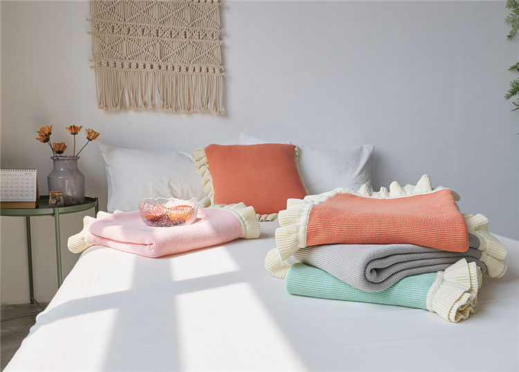 Lehká luxusní severská jednoduchá celobavlněná černá keprová deka do hotelové ložnice, vlněná deka, povlečení_voghion.com