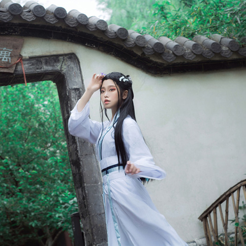 White Snake Story Inspired Bai Suzhen Costume with Small White Dress, Bai Diaozi Cosplay Costume, Ancient White Hanfu, White Ancient Costume