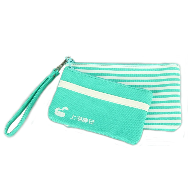 Производитель оптовая продажа холст полосатый печатный ручной косметичка набор дорожное хранение косметики можно настроить