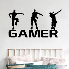 Cross-border new cartoon children's room game English vinyl wall sticker GAMER bedroom background wall decoration KS447