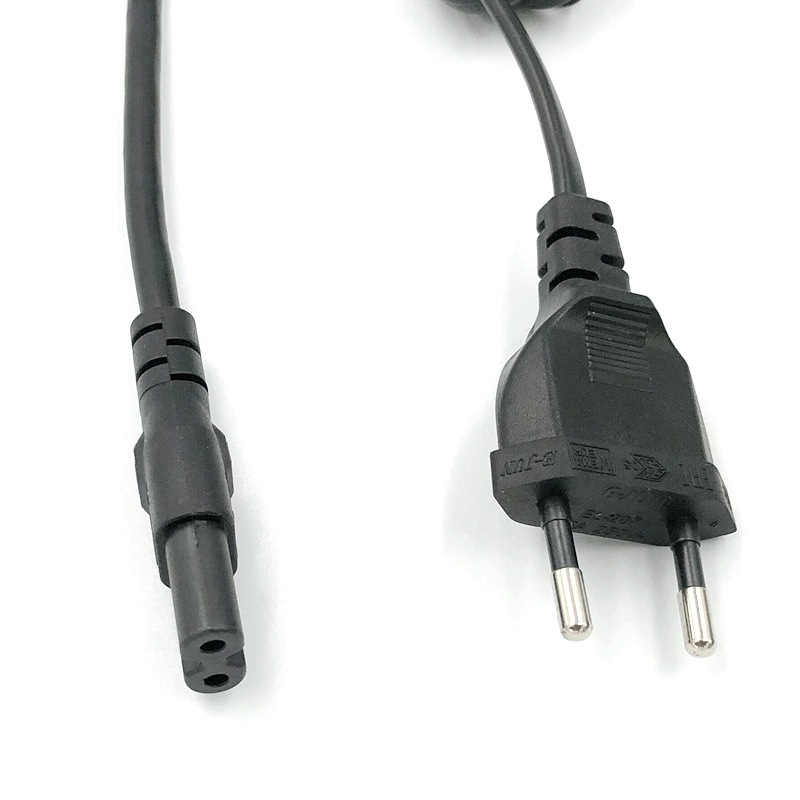 2芯欧规二插电源线 CE认证欧标两插8字尾 配圆线2*0.75平方橡胶线