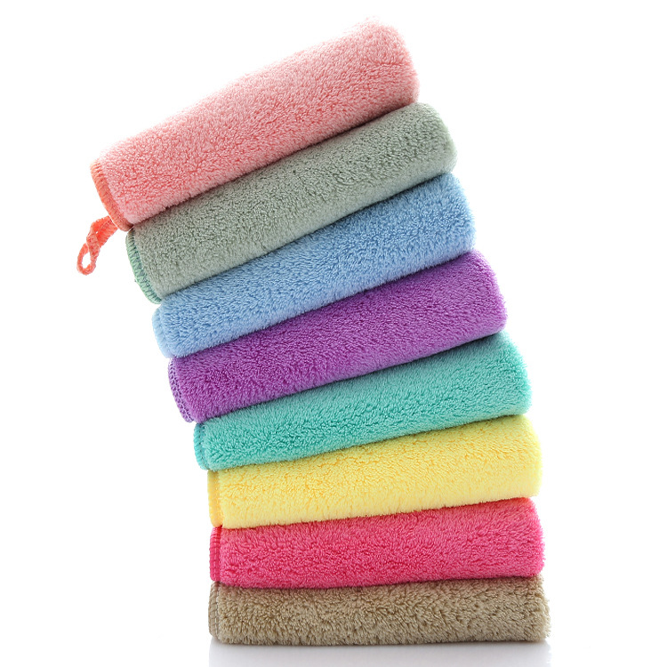 包邮高密珊瑚绒方巾30*30小毛巾幼儿园擦手巾口水巾厨房巾350克