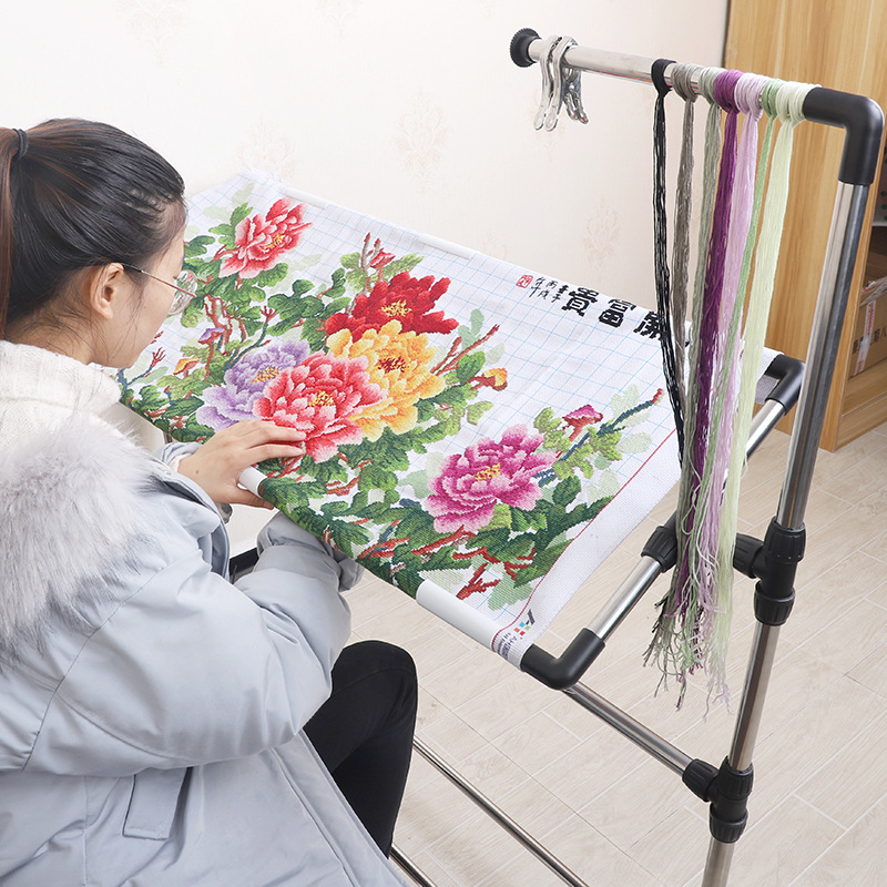 Stainless steel thickened cross-stitch frame household embroidery frame large size adjustable embroidery stand upright embroidery stand embroidery support with dropshipping