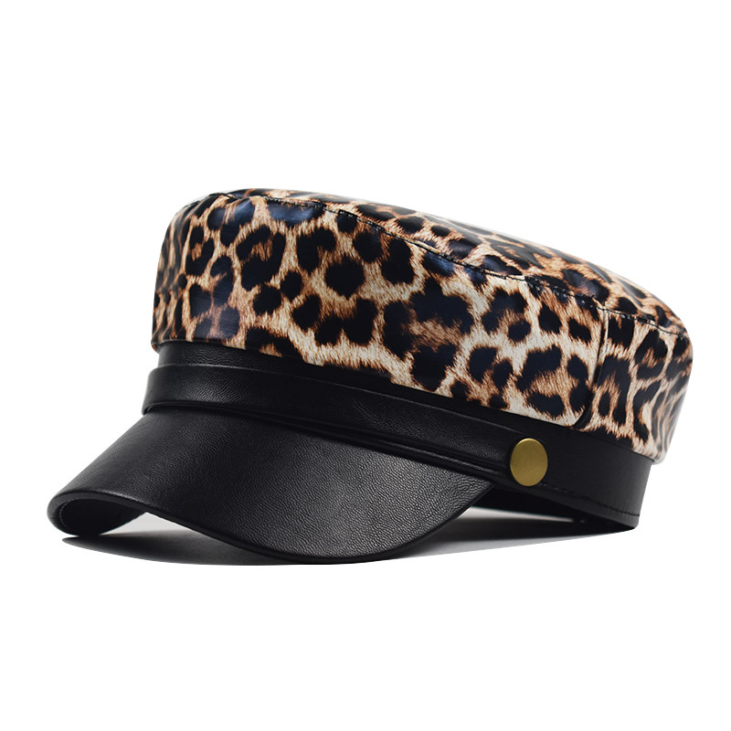 Frau Strassenmode Leopard Gebogene Traufen Baskenmütze display picture 19