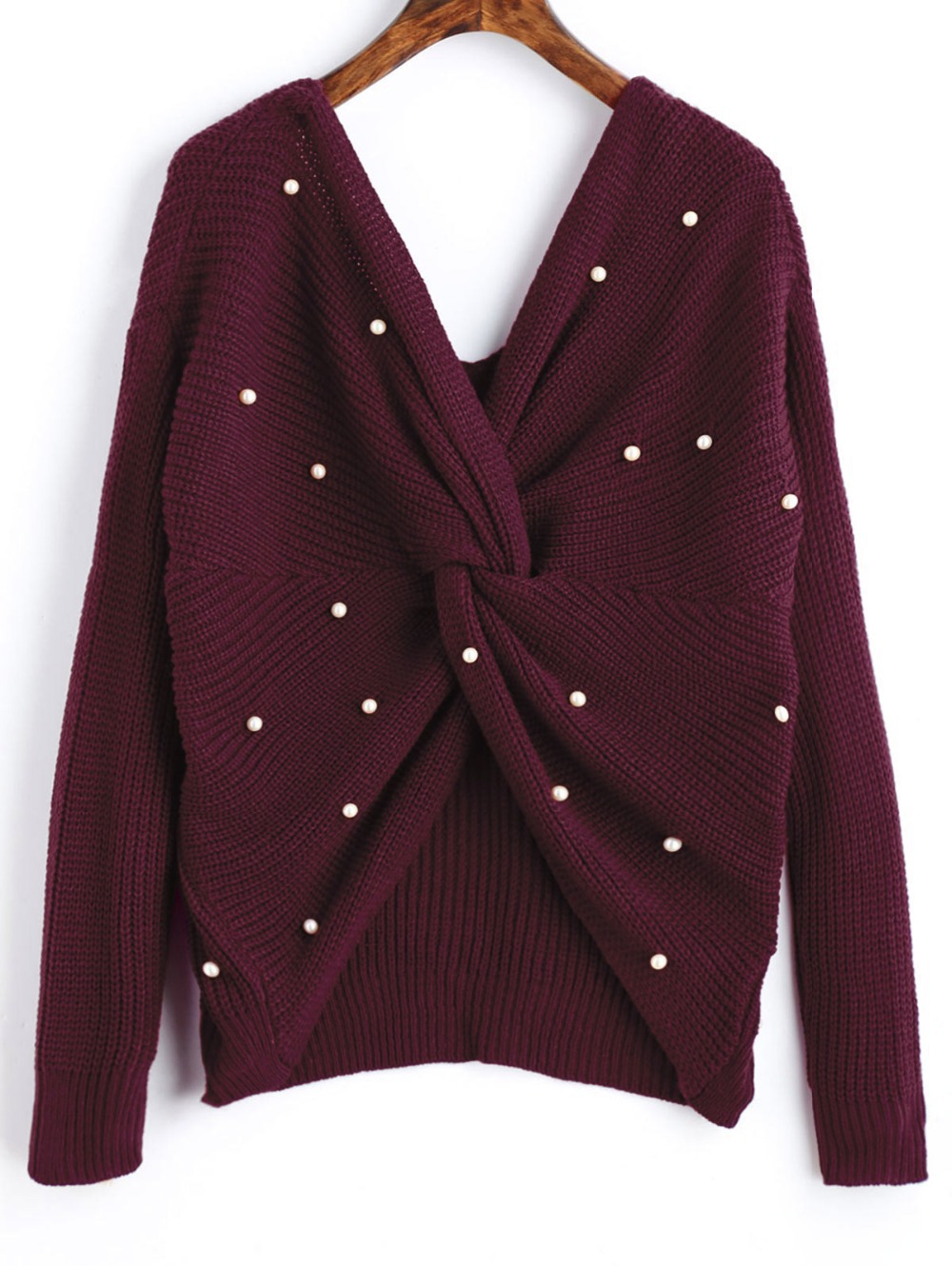 Suéter de punto con cuello redondo y espalda descubierta para mujer, estilo cruzado, para ir al trabajo, novedad de Amazon para otoño e invierno de 2025