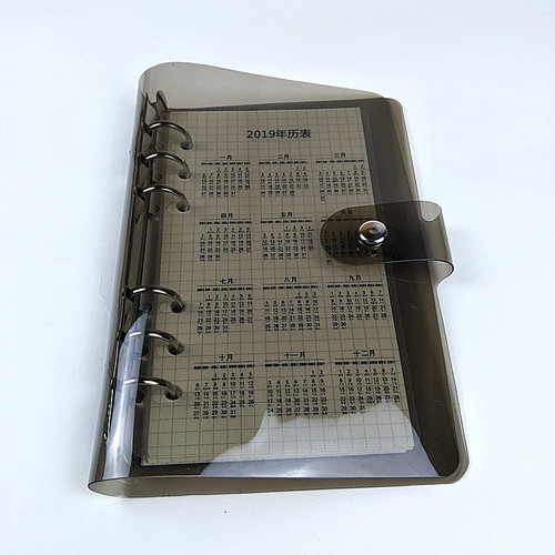 Popular in Japan and South Korea A5A6A7 transparent black loose-leaf PVC multifunctional handbook travel transparent handbook notepad