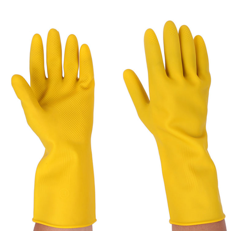 加厚迎客松天然乳胶手套厨房家务清洁洗碗洗衣服劳保牛筋手套|ms