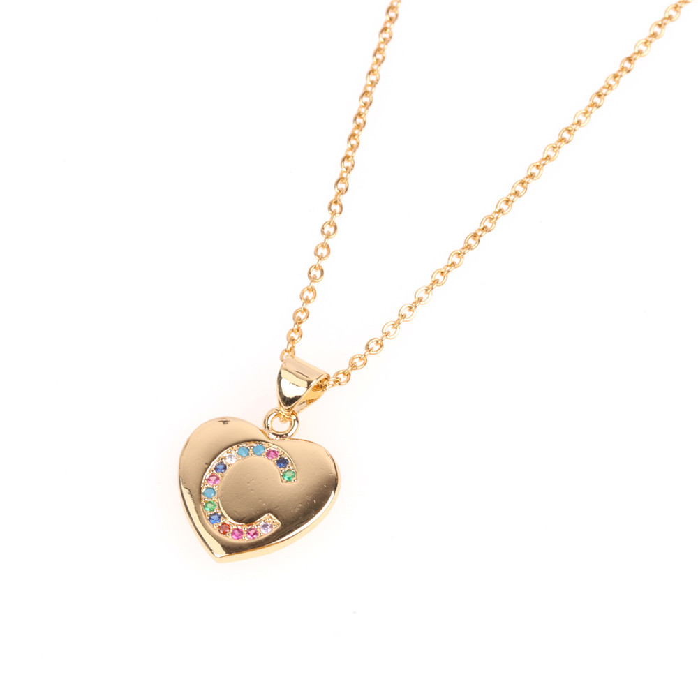 Croix-frontière Nouvelle Arrivée Accessoires Coloré Micro Strass Coeur D'amour Collier Anglais Lettre Pendentif Marée Clavicule Chaîne En Gros display picture 25