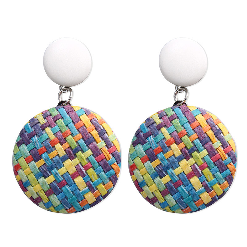 New  Creative Retro Bohemian Woven Hollow Round Earrings display picture 8