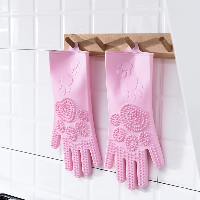 Следы "Plum Blossom" Массажные перчатки для расчесывания домашних животных Ванна для растирания Липкая силиконовая щетка для удаления волос Водонепроницаемая Защита от царапин