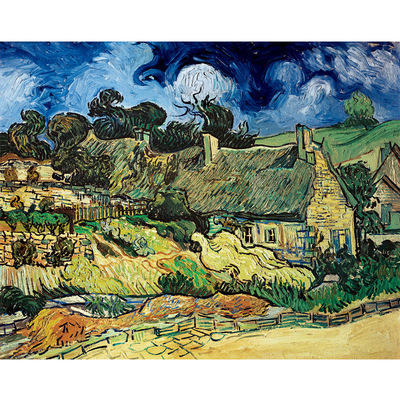 欧式装饰画风景油画梵高科尔德威尔的草屋无框手绘油画定制|ms