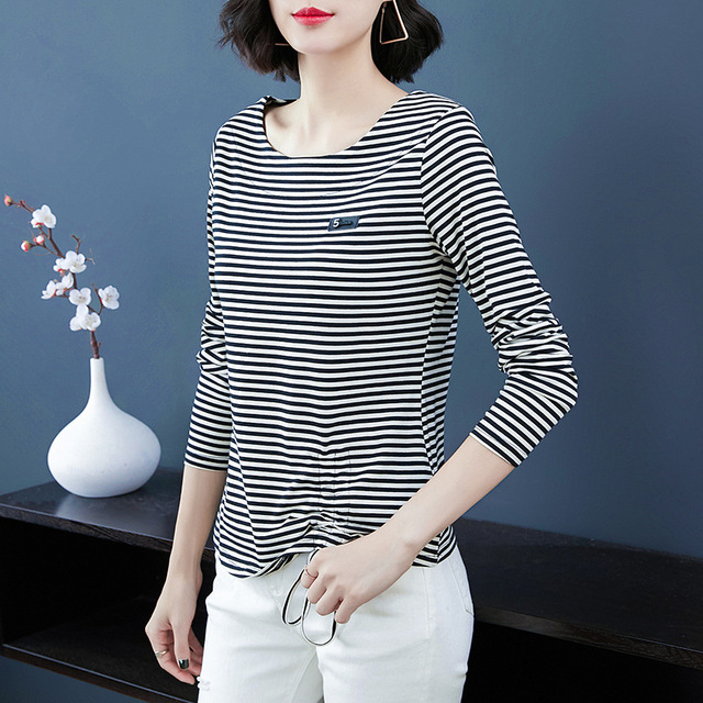 T-shirt long sleeve autumn new thin striped jacket